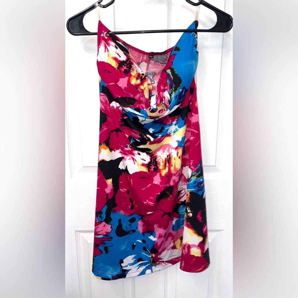 Floral Strapless Dress - Multicolor  (USED)